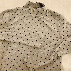 Tahari Mock Neck  Gray Long Sleeve Blouse  Size M